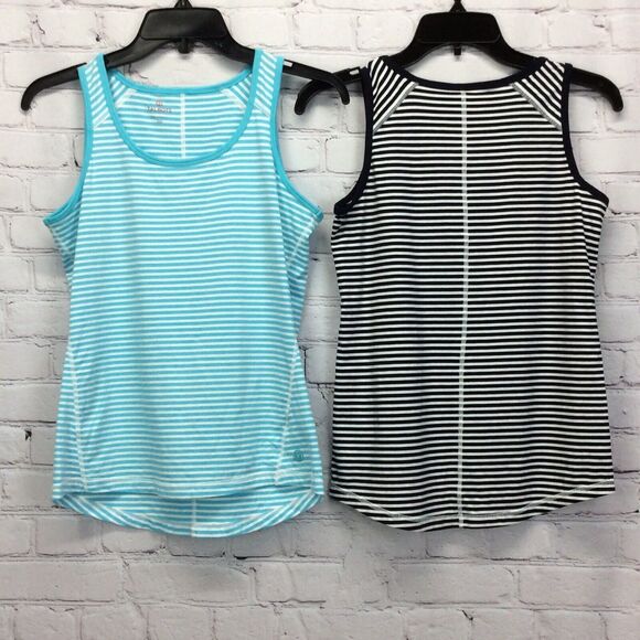 Talbots Athletic Tank Tops Women's Size S Petite Aqua/White Navy/White Striped 2 - Picture 10 of 12